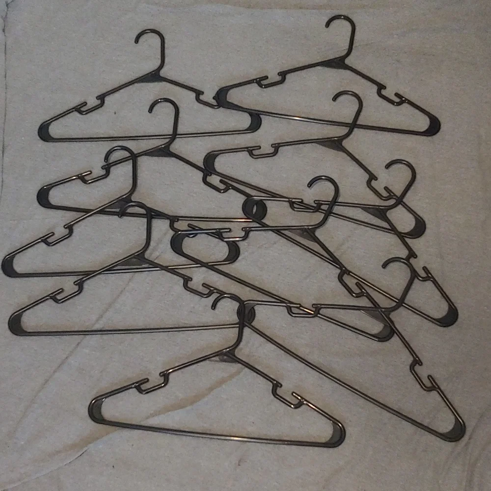 Set Of 10 Black Plastic Hangers